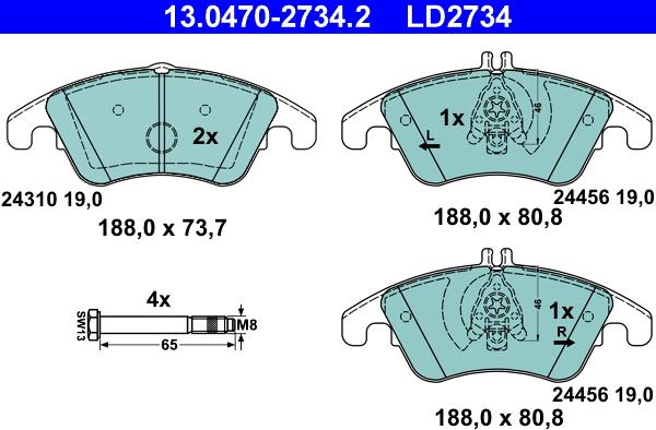 ATE 13.0470-2734.2 - Brake Pad Set, disc brake autospares.lv