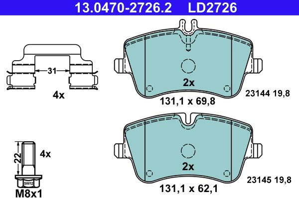 ATE 13.0470-2726.2 - Brake Pad Set, disc brake autospares.lv