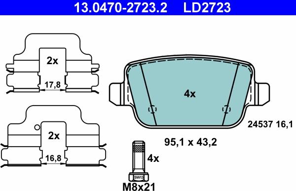 ATE 13.0470-2723.2 - Brake Pad Set, disc brake autospares.lv