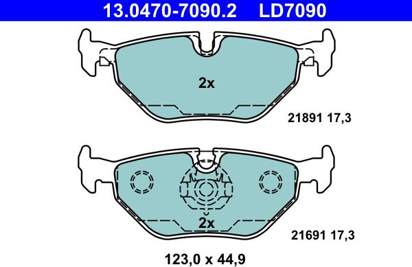 ATE 13.0470-7090.2 - Brake Pad Set, disc brake autospares.lv