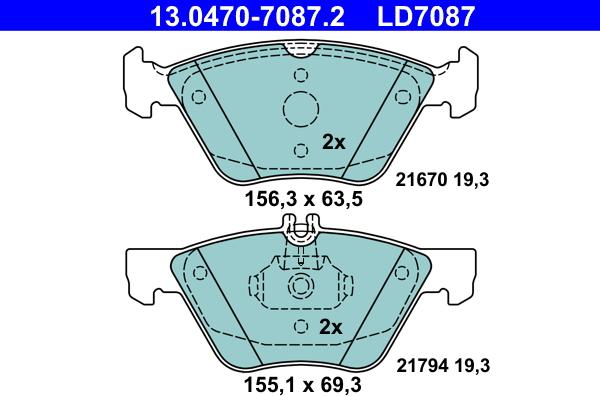 ATE 13.0470-7087.2 - Brake Pad Set, disc brake autospares.lv