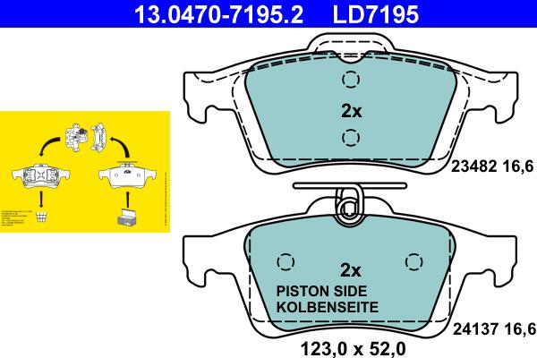 ATE 13.0470-7195.2 - Brake Pad Set, disc brake autospares.lv