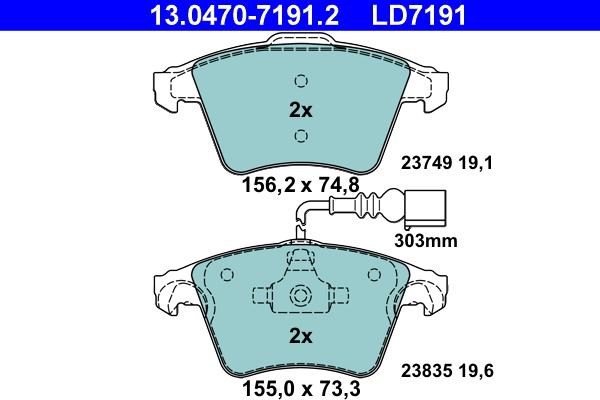 ATE 13.0470-7191.2 - Brake Pad Set, disc brake autospares.lv