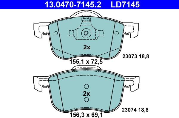 ATE 13.0470-7145.2 - Brake Pad Set, disc brake autospares.lv