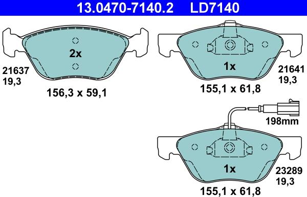 ATE 13.0470-7140.2 - Brake Pad Set, disc brake autospares.lv