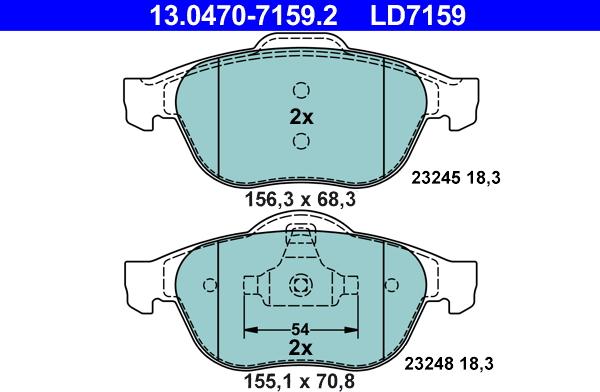 ATE 13.0470-7159.2 - Brake Pad Set, disc brake autospares.lv