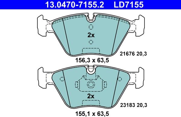 ATE 13.0470-7155.2 - Brake Pad Set, disc brake autospares.lv