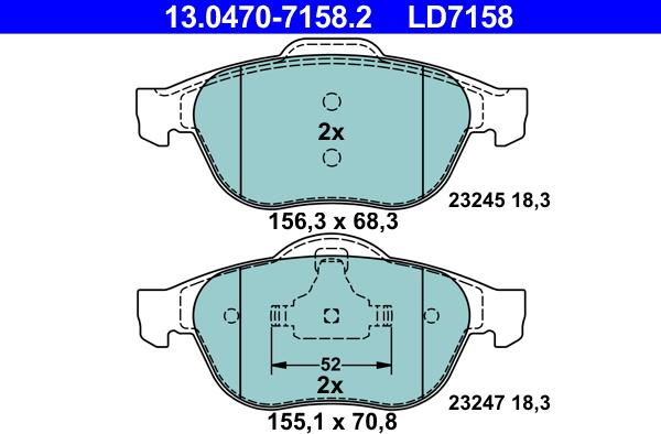 ATE 13.0470-7158.2 - Brake Pad Set, disc brake autospares.lv