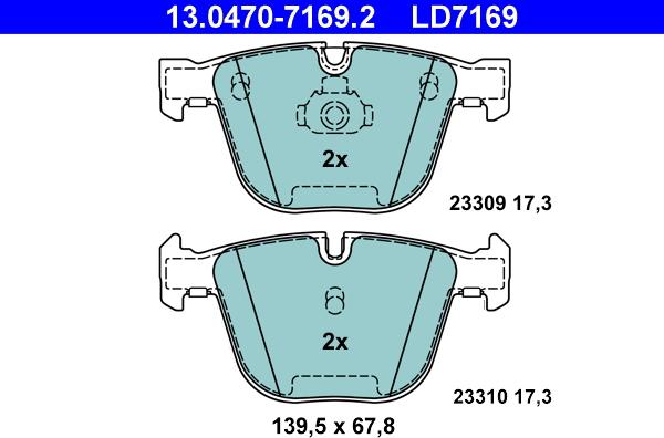 ATE 13.0470-7169.2 - Brake Pad Set, disc brake autospares.lv