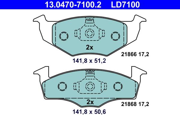 ATE 13.0470-7100.2 - Brake Pad Set, disc brake autospares.lv