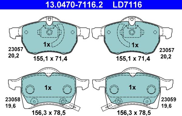 ATE 13.0470-7116.2 - Brake Pad Set, disc brake autospares.lv