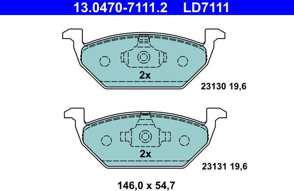 ATE 13.0470-7111.2 - Brake Pad Set, disc brake autospares.lv