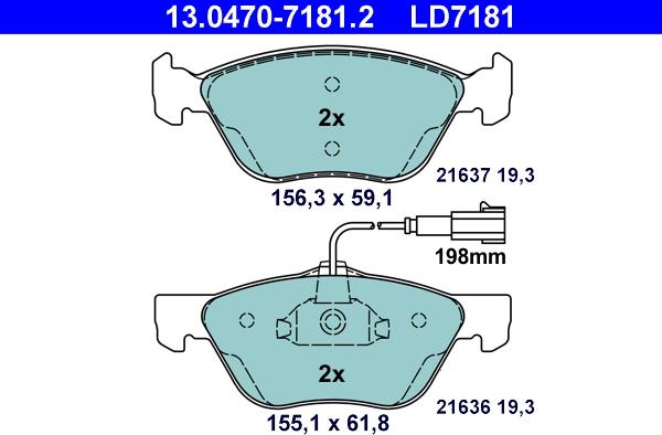 ATE 13.0470-7181.2 - Brake Pad Set, disc brake autospares.lv