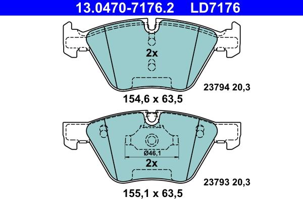 ATE 13.0470-7176.2 - Brake Pad Set, disc brake autospares.lv