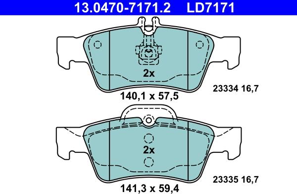 ATE 13.0470-7171.2 - Brake Pad Set, disc brake autospares.lv