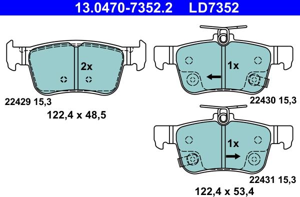 ATE 13.0470-7352.2 - Brake Pad Set, disc brake autospares.lv