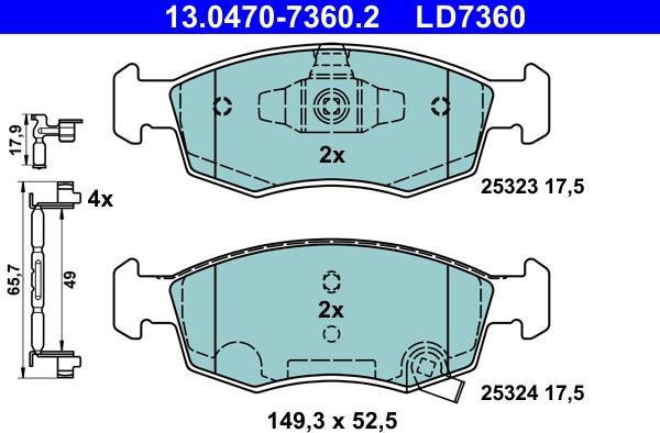 ATE 13.0470-7360.2 - Brake Pad Set, disc brake autospares.lv