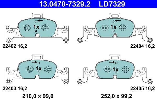 ATE 13.0470-7329.2 - Brake Pad Set, disc brake autospares.lv