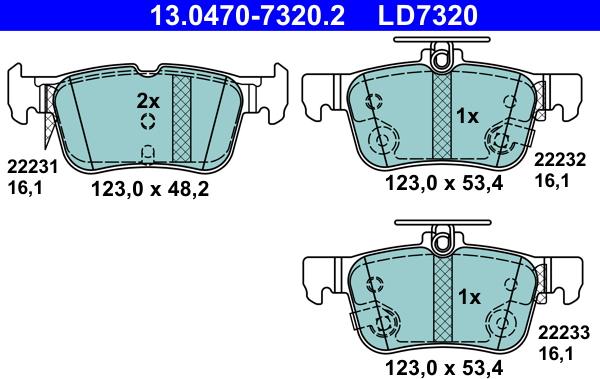 ATE 13.0470-7320.2 - Brake Pad Set, disc brake autospares.lv