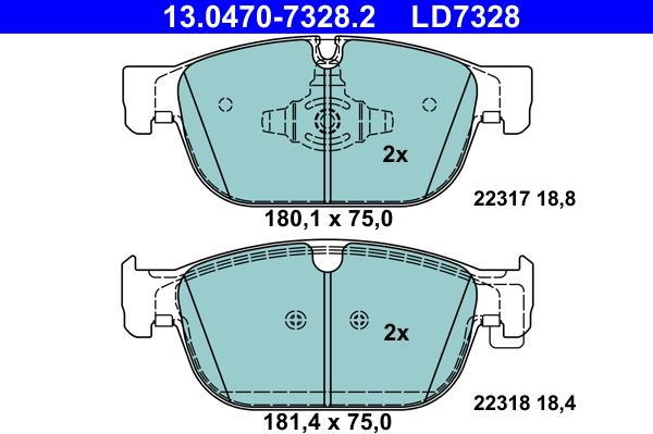 ATE 13.0470-7328.2 - Brake Pad Set, disc brake autospares.lv