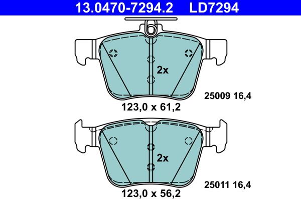 ATE 13.0470-7294.2 - Brake Pad Set, disc brake autospares.lv