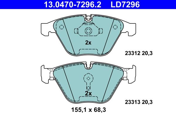 ATE 13.0470-7296.2 - Brake Pad Set, disc brake autospares.lv