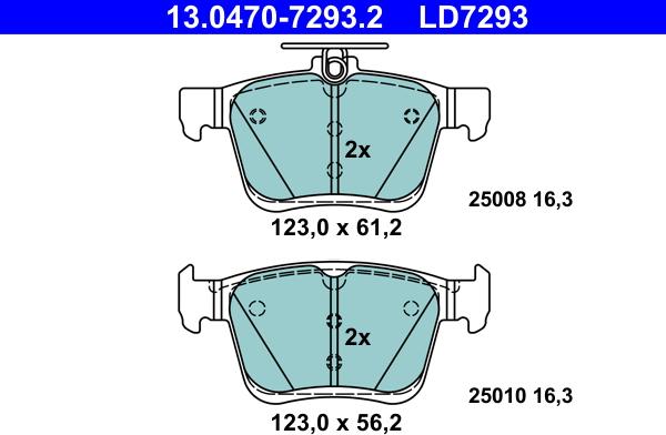 ATE 13.0470-7293.2 - Brake Pad Set, disc brake autospares.lv