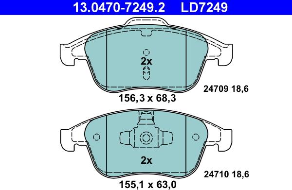 ATE 13.0470-7249.2 - Brake Pad Set, disc brake autospares.lv