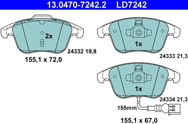 ATE 13.0470-7242.2 - Brake Pad Set, disc brake autospares.lv