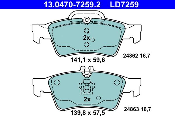 ATE 13.0470-7259.2 - Brake Pad Set, disc brake autospares.lv