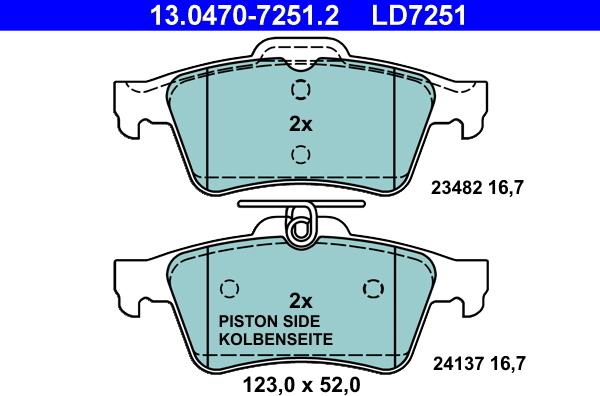ATE 13.0470-7251.2 - Brake Pad Set, disc brake autospares.lv