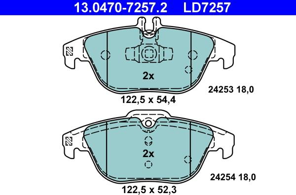 ATE 13.0470-7257.2 - Brake Pad Set, disc brake autospares.lv