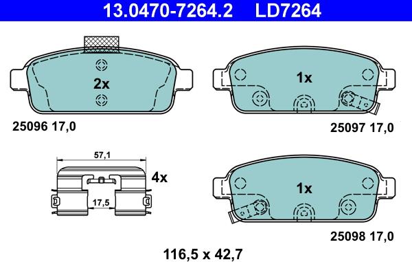 ATE 13.0470-7264.2 - Brake Pad Set, disc brake autospares.lv