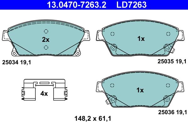 ATE 13.0470-7263.2 - Brake Pad Set, disc brake autospares.lv