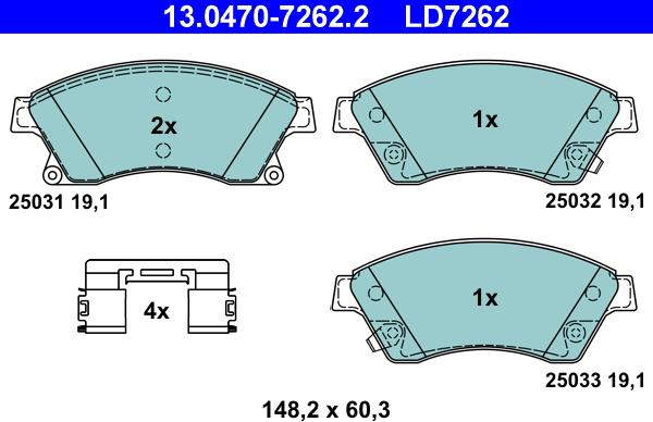 ATE 13.0470-7262.2 - Brake Pad Set, disc brake autospares.lv