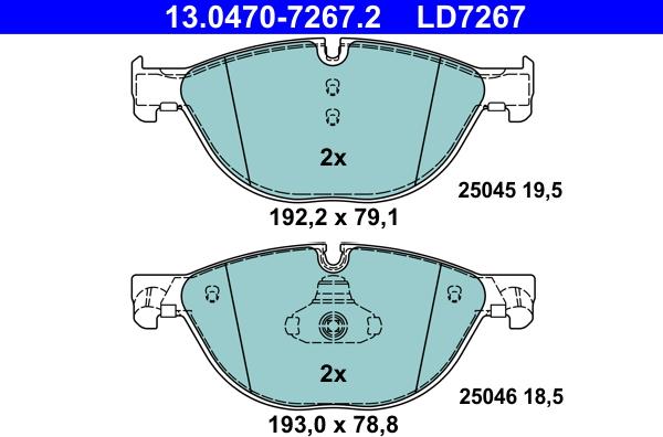 ATE 13.0470-7267.2 - Brake Pad Set, disc brake autospares.lv