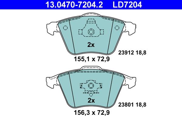 ATE 13.0470-7204.2 - Brake Pad Set, disc brake autospares.lv