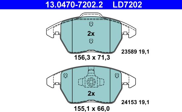 ATE 13.0470-7202.2 - Brake Pad Set, disc brake autospares.lv