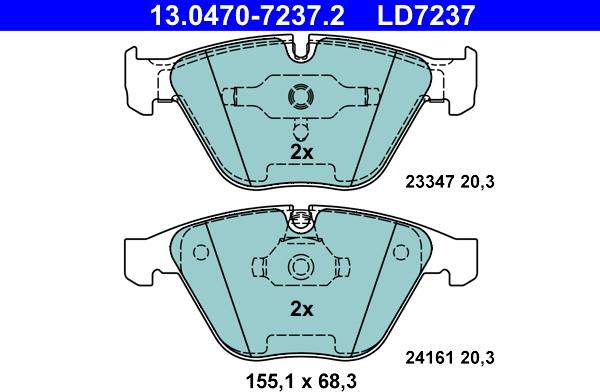 ATE 13.0470-7237.2 - Brake Pad Set, disc brake autospares.lv