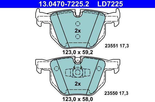 ATE 13.0470-7225.2 - Brake Pad Set, disc brake autospares.lv