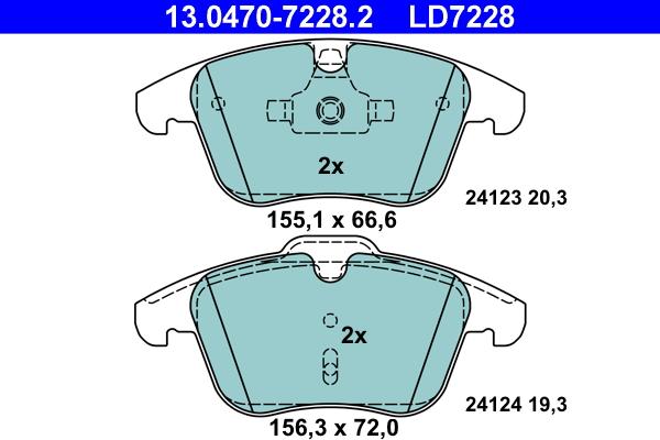 ATE 13.0470-7228.2 - Brake Pad Set, disc brake autospares.lv