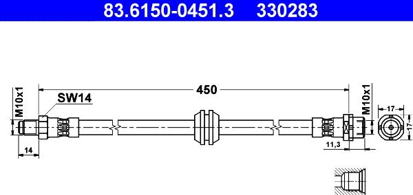 ATE 83.6150-0451.3 - Brake Hose autospares.lv