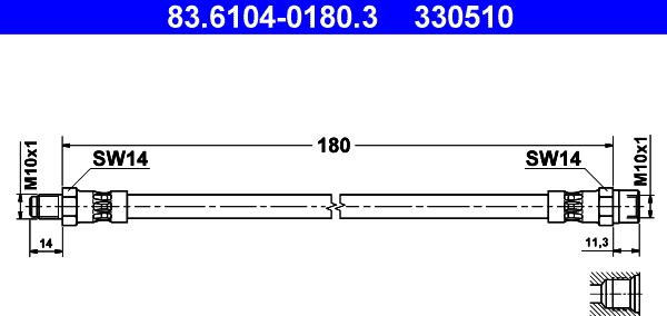 ATE 83.6104-0180.3 - Brake Hose autospares.lv