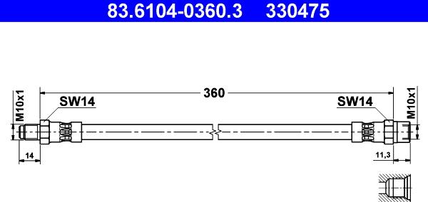 ATE 83.6104-0360.3 - Brake Hose autospares.lv