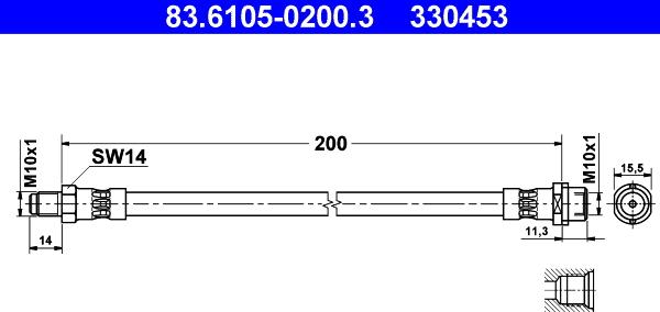 ATE 83.6105-0200.3 - Brake Hose autospares.lv