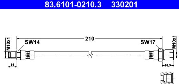 ATE 83.6101-0210.3 - Brake Hose autospares.lv