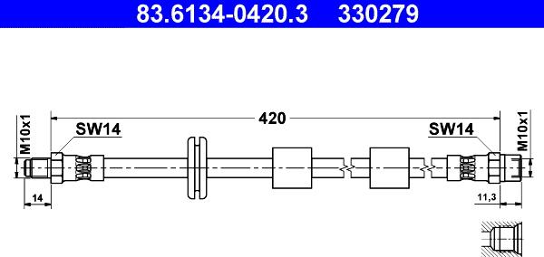 ATE 83.6134-0420.3 - Brake Hose autospares.lv