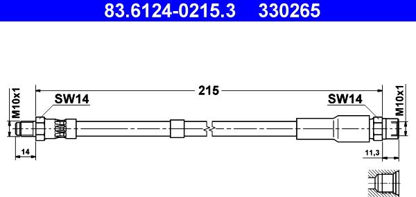 ATE 83.6124-0215.3 - Brake Hose autospares.lv