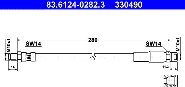 ATE 83.6124-0282.3 - Brake Hose autospares.lv