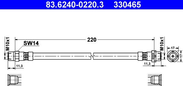 ATE 83.6240-0220.3 - Brake Hose autospares.lv